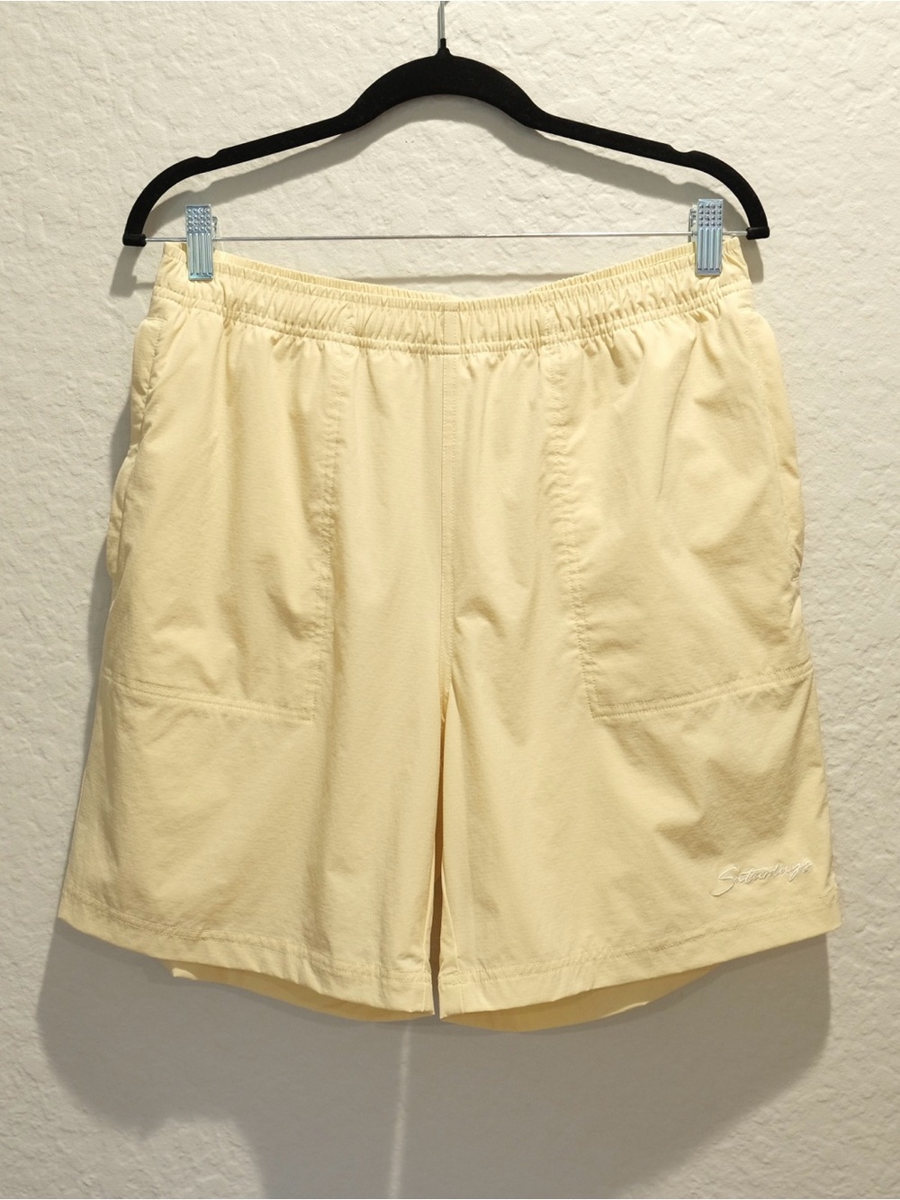 Saturdays New York City Men’s Shorts Size M Yellow Pockets Elastic Waist Nylon